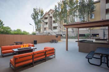 Outdoor Lounge With Fireplace at Mission Trails Apartments San Diego, San Diego, CA, 92119